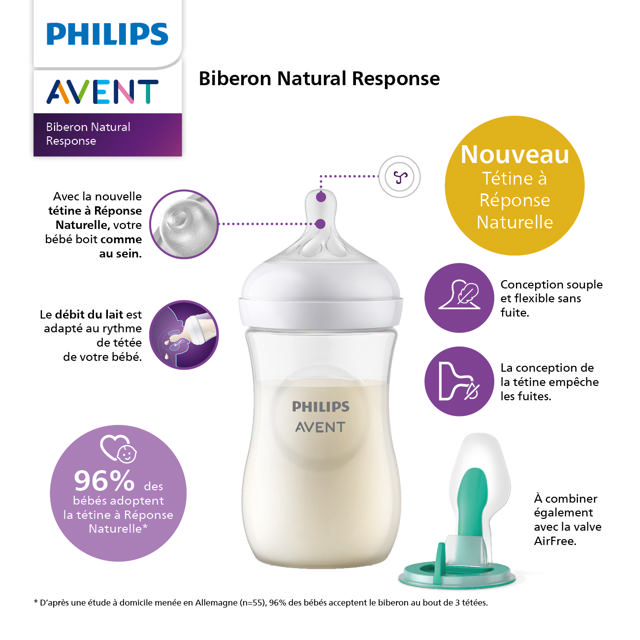 Biberon Natural Response 3M+ Avent - biberon bébé